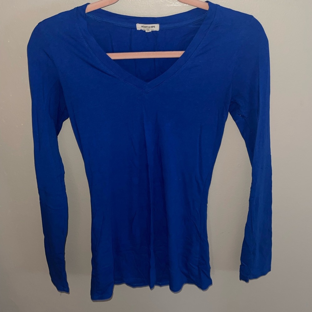 Heart & Hip, royal blue long sleeve top size small